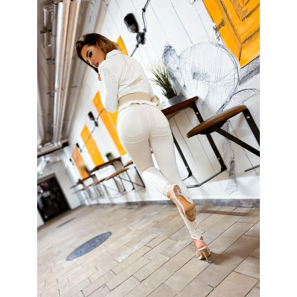 Legginsy modelujące / BODY SHAPE / KREM / Double Push / Wysoki stan /  XS - S - M - L - XL